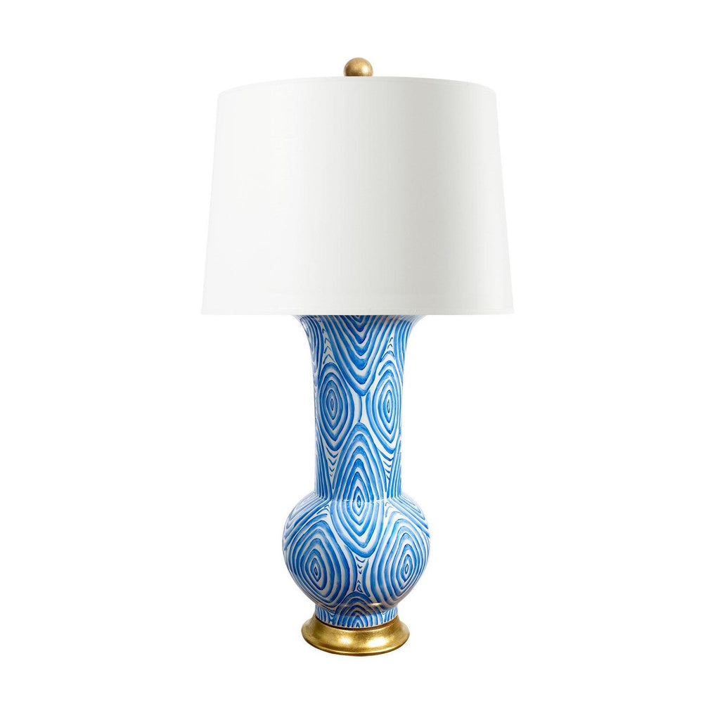 Twig Porcelain Faux Bois Lamp Base in Azure & White - Table Lamps - The Well Appointed House