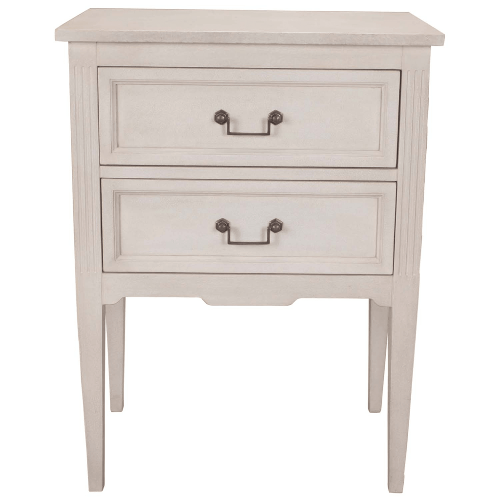 Two Drawer Nightstand in Antique White Finish - Nightstands & Chests - The Well Appointed House