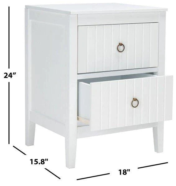 Two Drawer White Mahogany Nightstand - Nightstands & Chests - The Well Appointed House