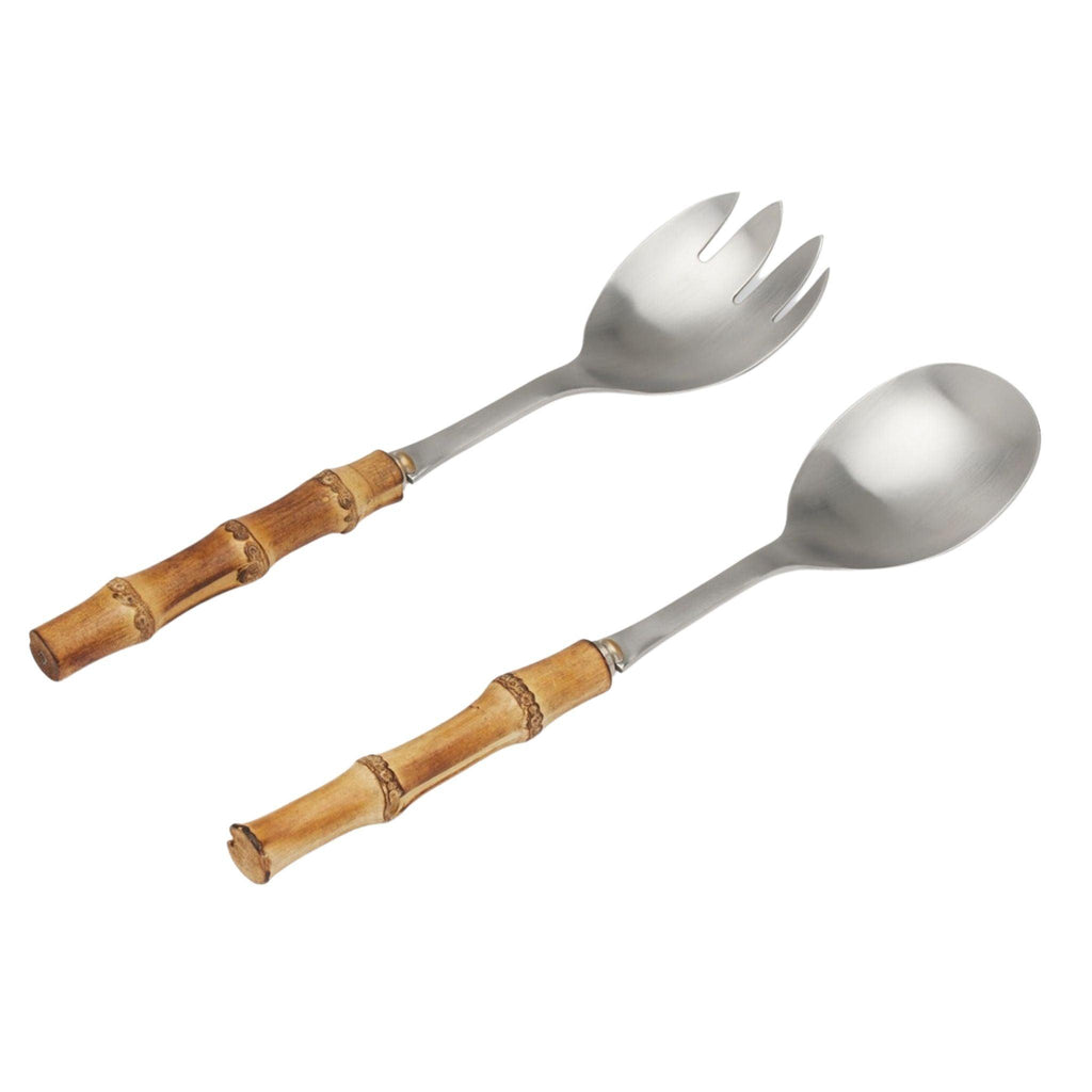 Two Piece Bamboo and Stainless Steel Serving Set - Serveware - The Well Appointed House