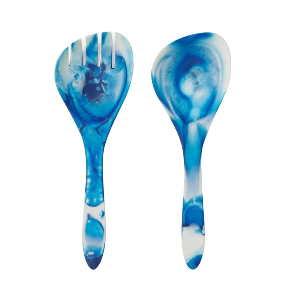 Two Piece Blue Swirled Resin Serving Set - Serveware - The Well Appointed House