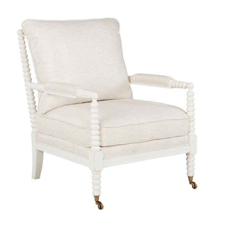 Upholstered Carved Occasional Chair with Castors - Accent Chairs - The Well Appointed House