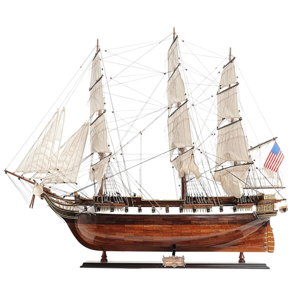 USS Constellation Wooden Boat Model - Library Decor - The Well Appointed House