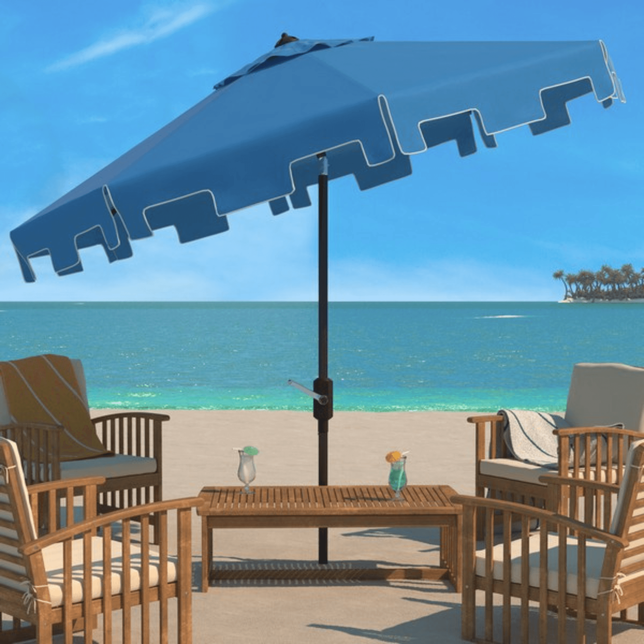 9 ft dark teal patio umbrella AreShark 9ft 3-Tier Umbrellas, Outdoor with 8 Sturdy Ribs UV Protection Windproof, Market Table Umbrella w/Push Button Tilt & Crank for Pool, Porch, Deck, Garden(Lake Blue) : Patio Create comfortable shade for your next backyard get Sunny - Adjustable 9 FT