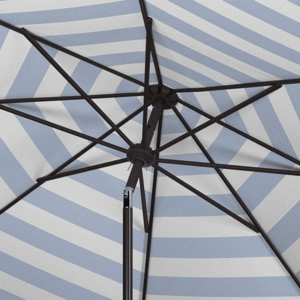 UV Resistant Blue & White Striped 9' Auto Tilt Outdoor Patio Umbrella - Outdoor Umbrellas - The Well Appointed House
