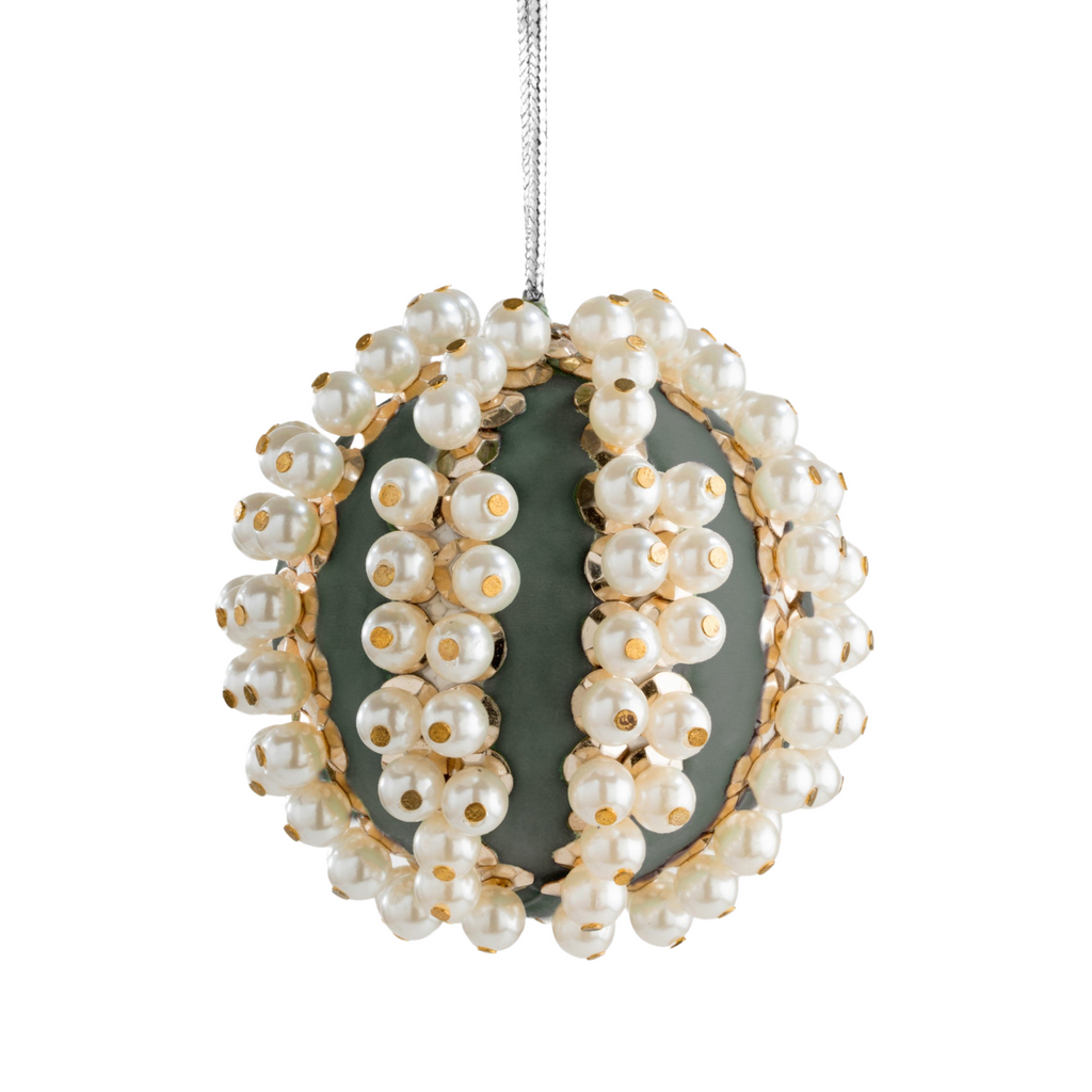 Pearl and Velvet Ball Ornament - The Well Appointed House