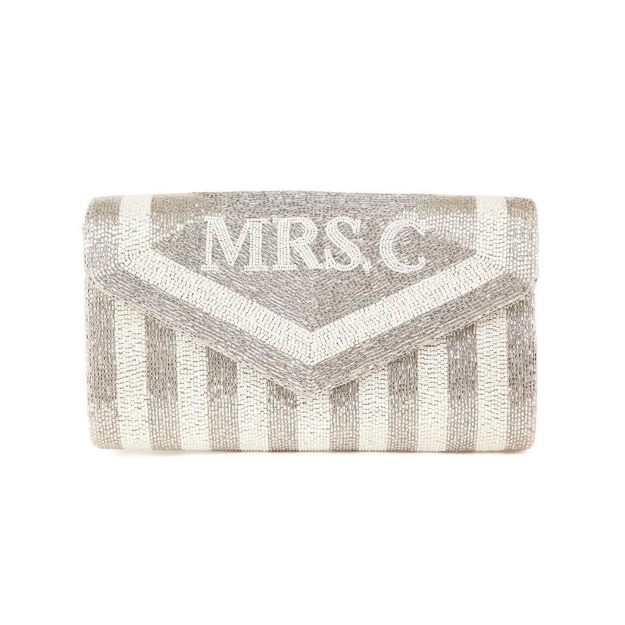 Vertical Striped Beaded Mrs. Envelope Style Clutch - Gifts for Her - The Well Appointed House