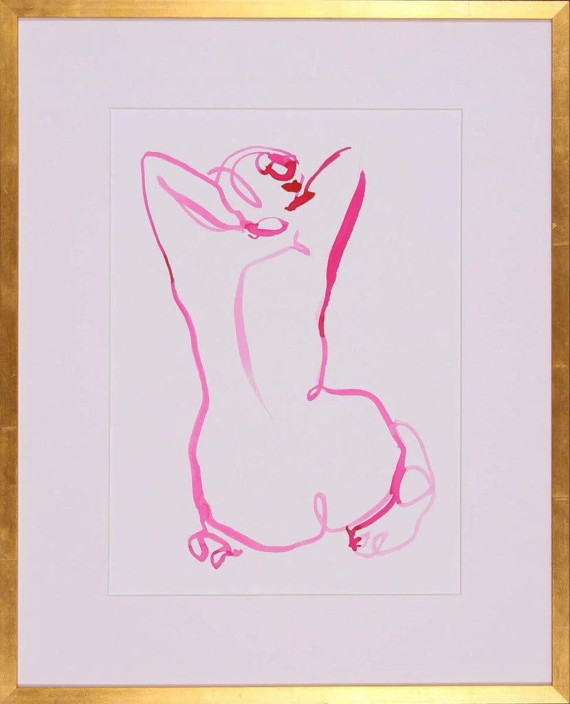 Vibrant Pink Bold Contour II Human Body Sketch Wall Art - Paintings - The Well Appointed House