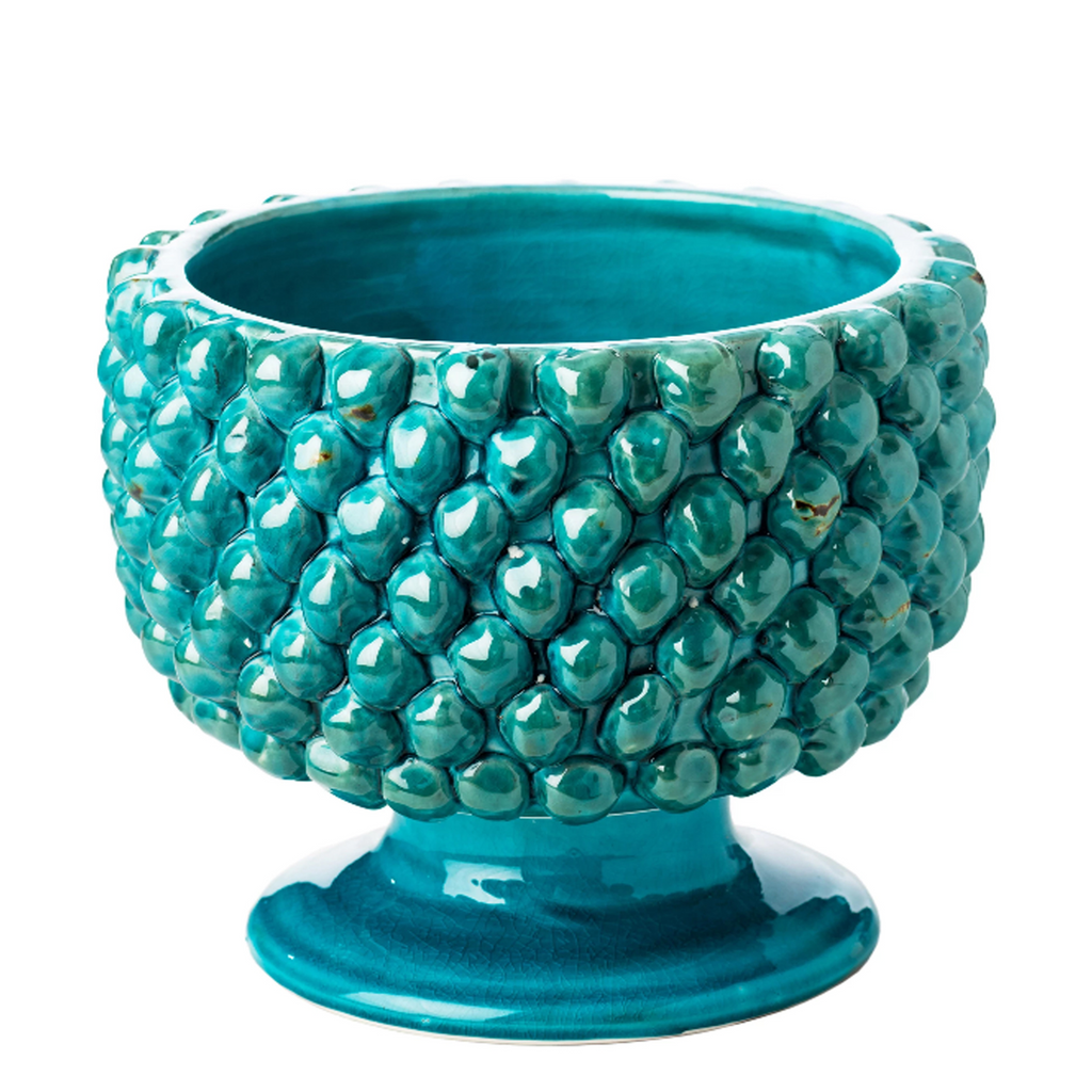 Small Turquoise Vinci Pine Cone Ceramic Planter - The Well Appointed House