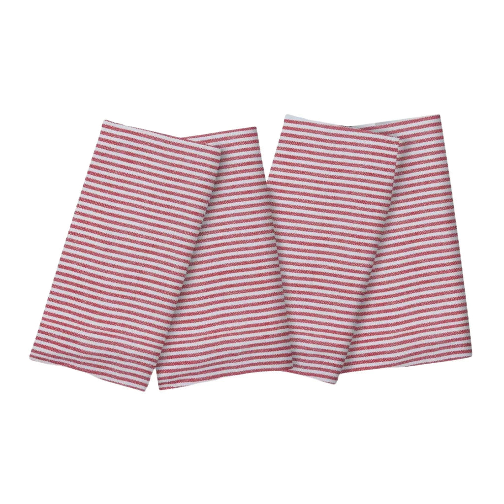 Vintage Red Striped Cotton Canvas Dinner Napkins - Dinner Napkins - The Well Appointed House