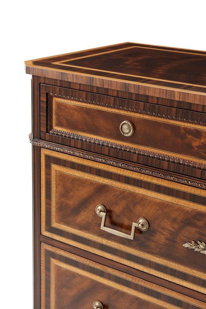 Viscount Four Drawer Movingue & Rosewood Banded Chest - Dressers & Armoires - The Well Appointed House