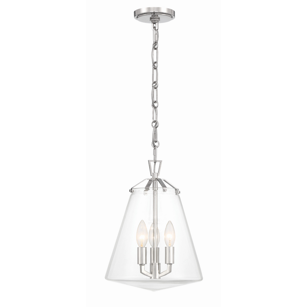 Voss 3 Light Mini Chandelier in Polished Nickel - The Well Appointed House