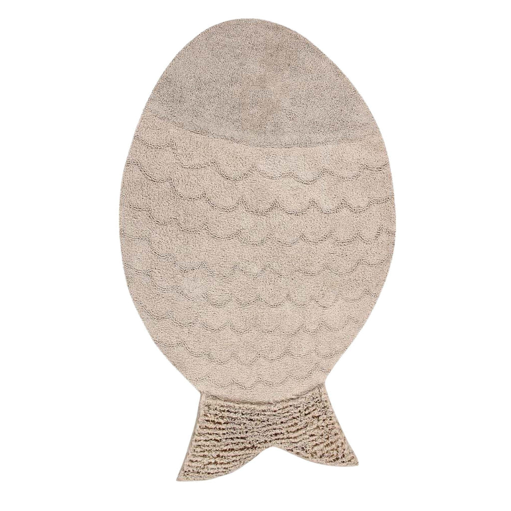 Washable Beige Big Fish Shaped Rug - Little Loves Rugs - The Well Appointed House