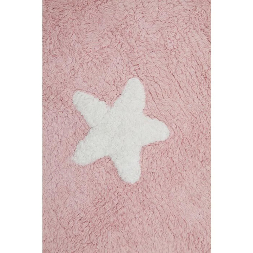 Washable Pink Rug With White Stars for Kids - Little Loves Rugs - The Well Appointed House