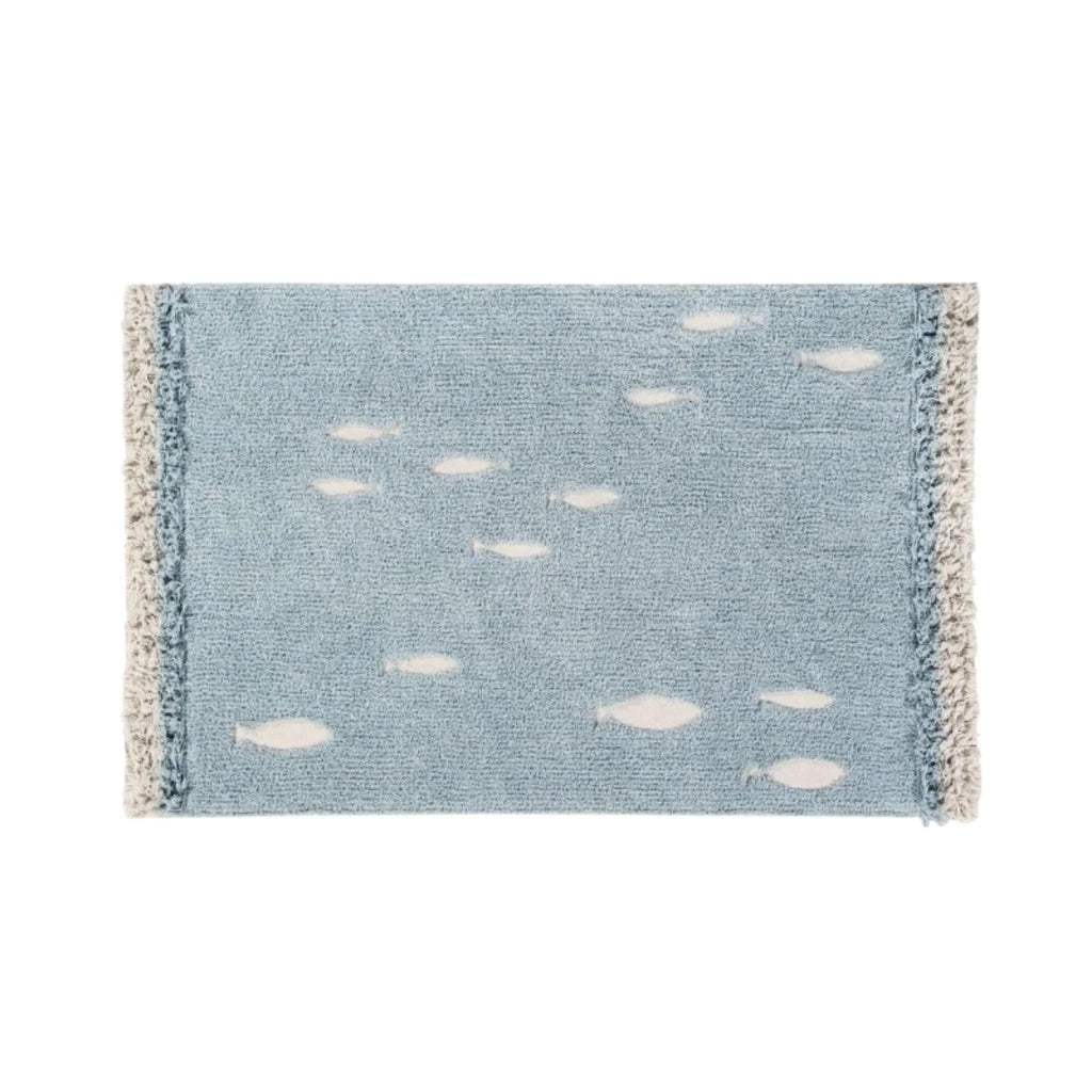 Washable Rectangular Ocean Shore Rug with Ruffled Fringes for Kids - Little Loves Rugs - The Well Appointed House