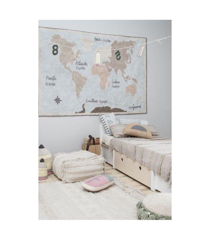 Washable Rectangular Vintage Map Rug for Kids - Little Loves Rugs - The Well Appointed House