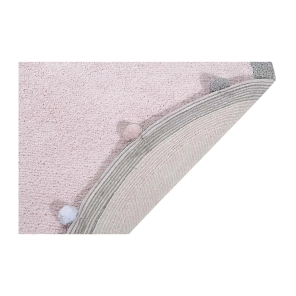 Washable Round Soft Pink Children’s Rug with Pom Poms - Little Loves Rugs - The Well Appointed House