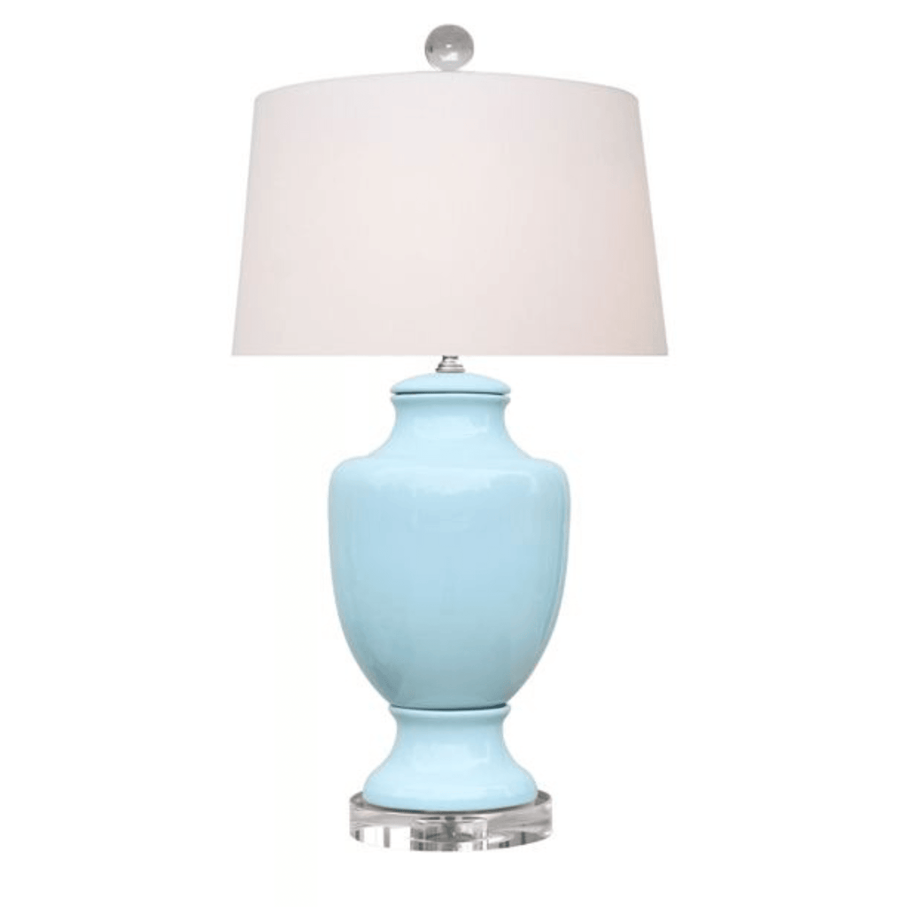 Water Color Blue Porcelain Jar Lamp With Crystal Base - Table Lamps - The Well Appointed House