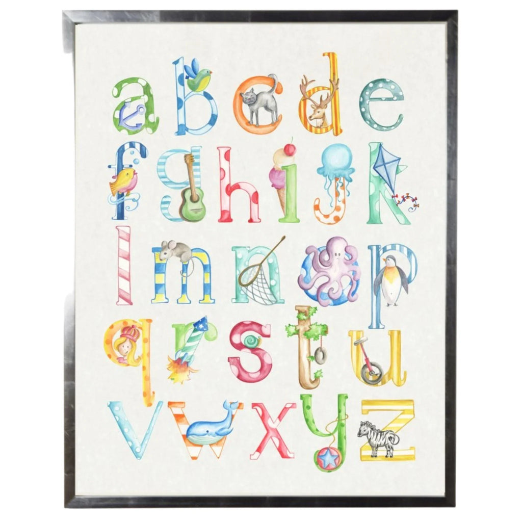 Watercolor ABCs Letter and Images Framed Wall Art - Little Loves Art - The Well Appointed House