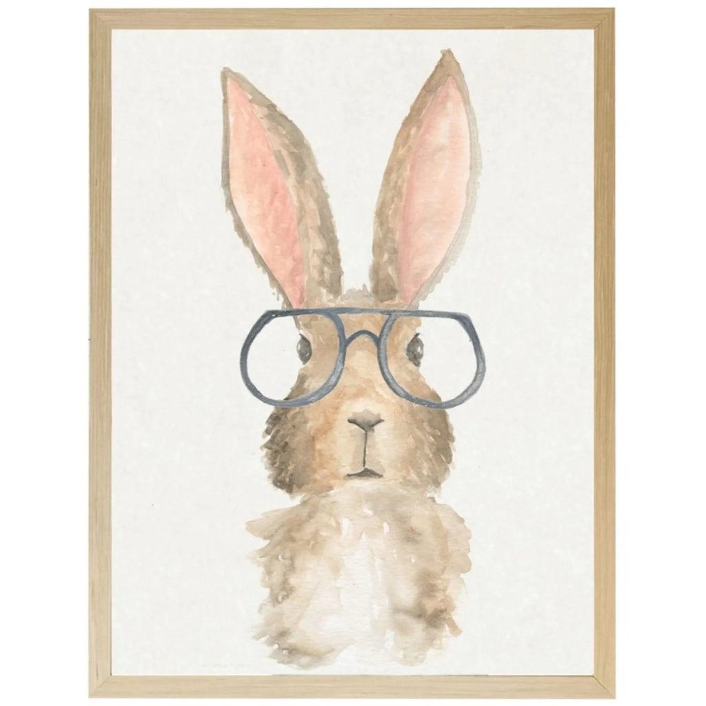 Watercolor Bunny with Glasses Framed Wall Art - Little Loves Art - The Well Appointed House