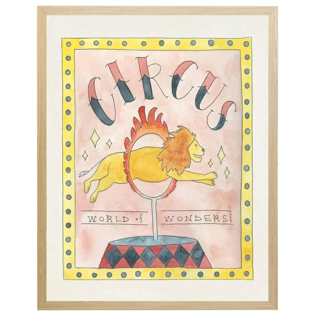 Watercolor Circus Poster with Lion Children’s Framed Wall Art - Little Loves Art - The Well Appointed House