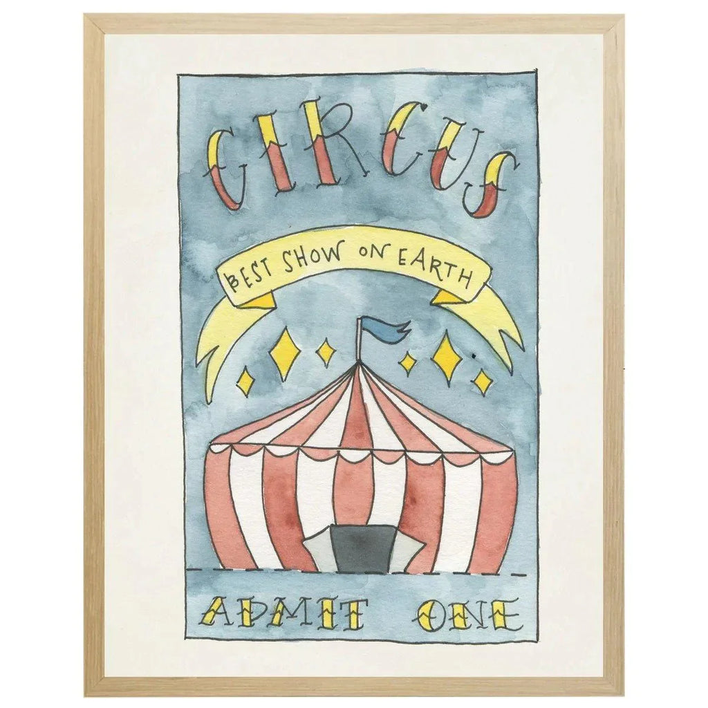 Watercolor Circus Ticket Children’s Framed Wall Art - Little Loves Art - The Well Appointed House