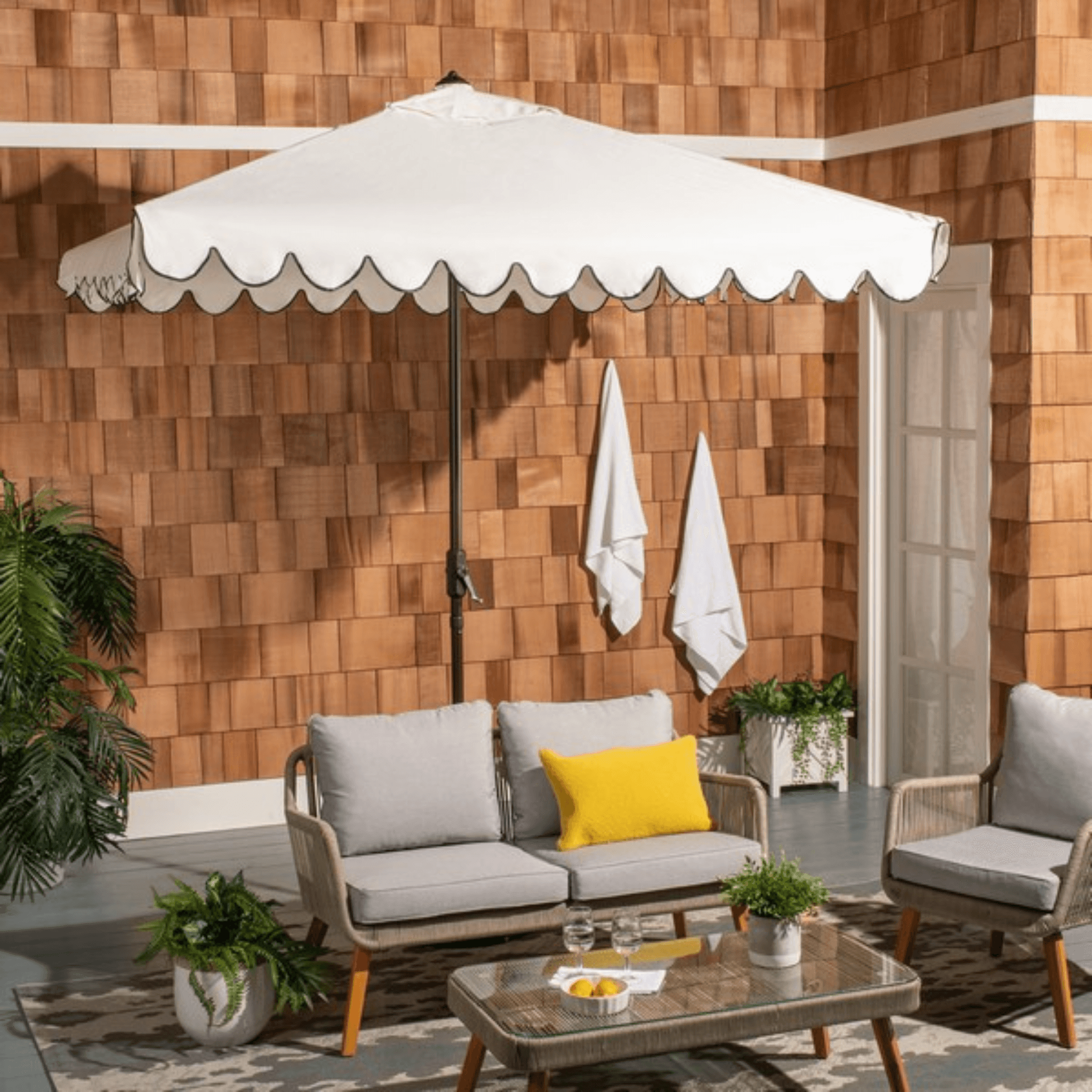 7.5 feet patio umbrella Venice 7.5' Square Crank Umbrella White/Black