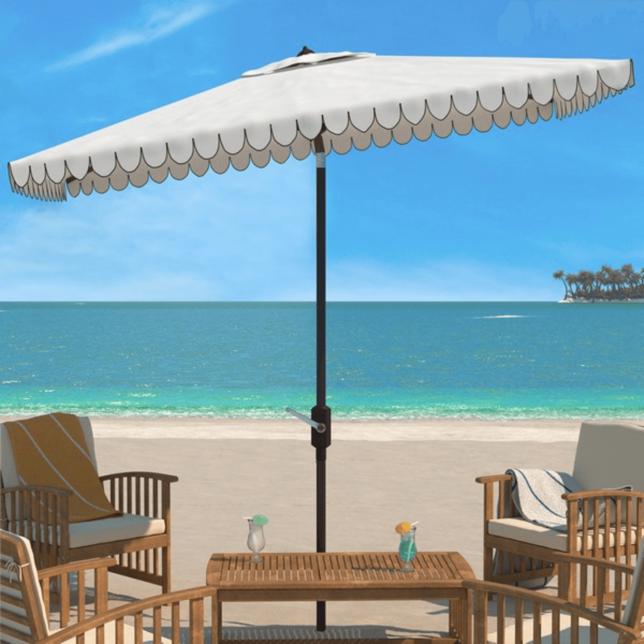 7.5' square patio umbrella Venice 7.5' Square Crank Umbrella White/Black