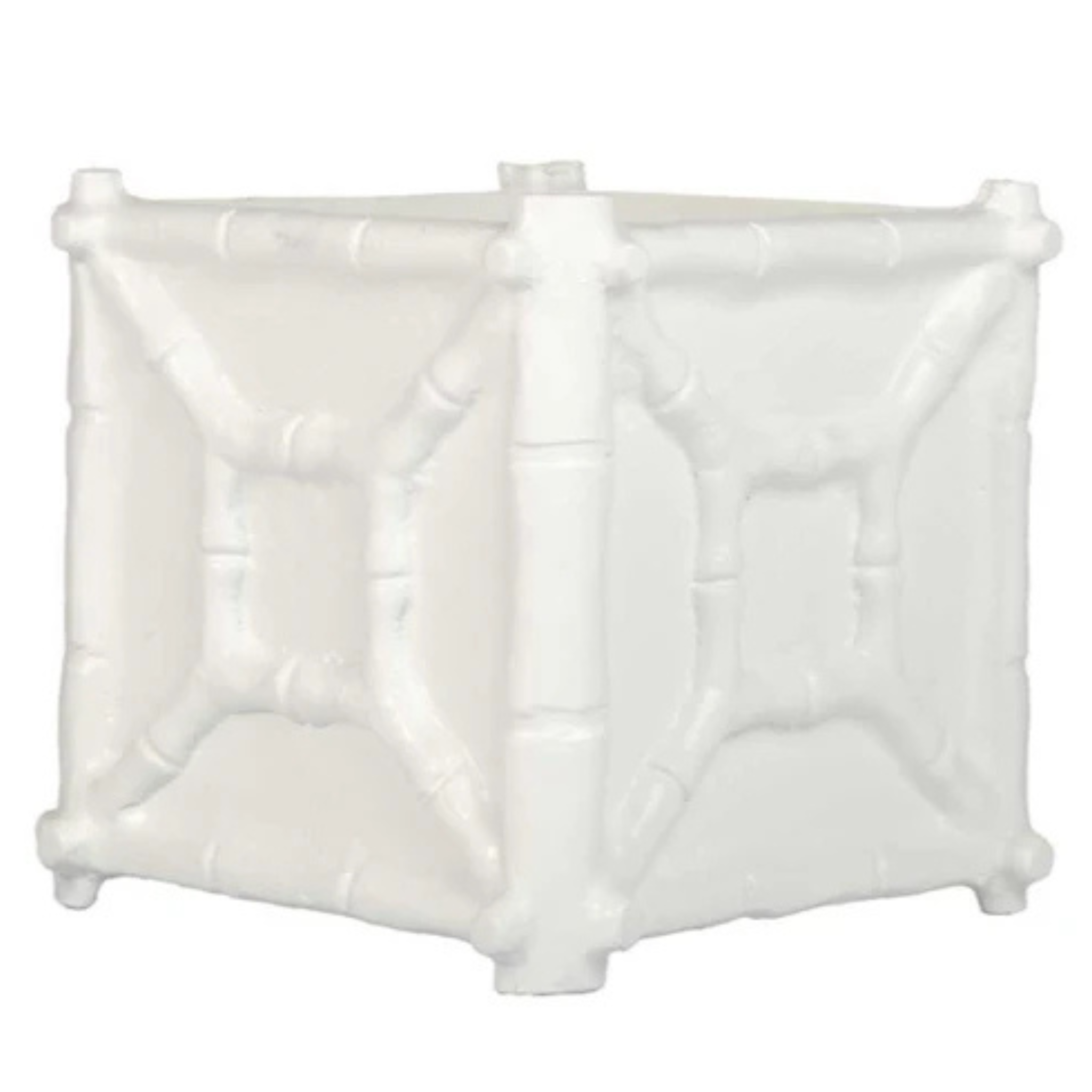 white box planters White Bamboo Box Metal Planter – The Well Appointed House
