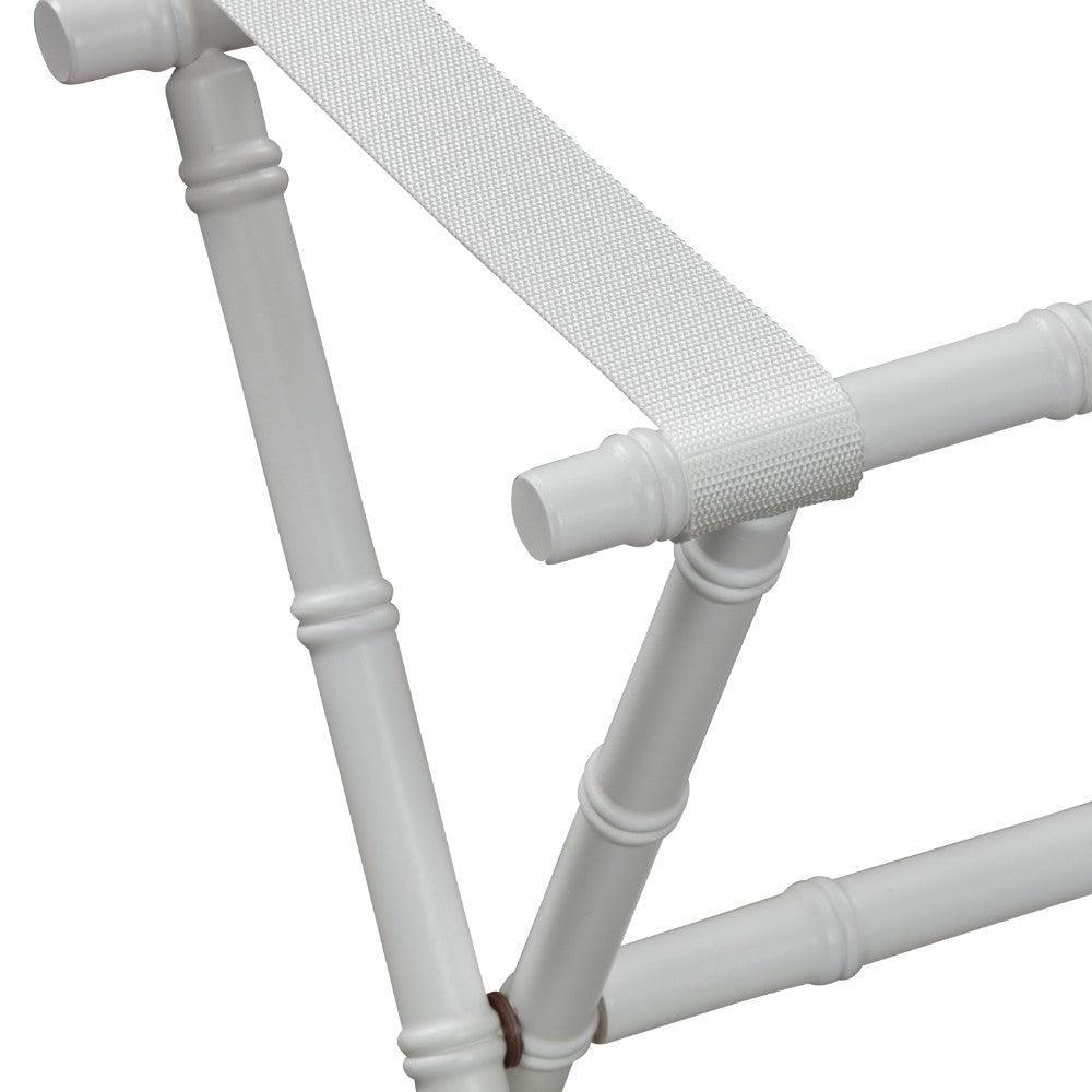 White Bamboo Inspired Wood Luggage Rack with 3 White Nylon Straps – The ...