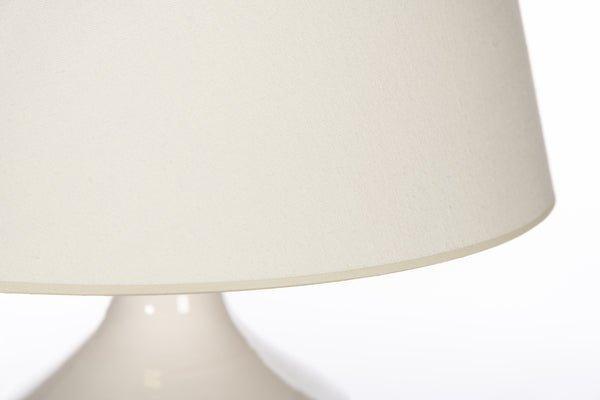 White Beaded Urn Style Ceramic Table Lamp with White Linen Shade - Table Lamps - The Well Appointed House