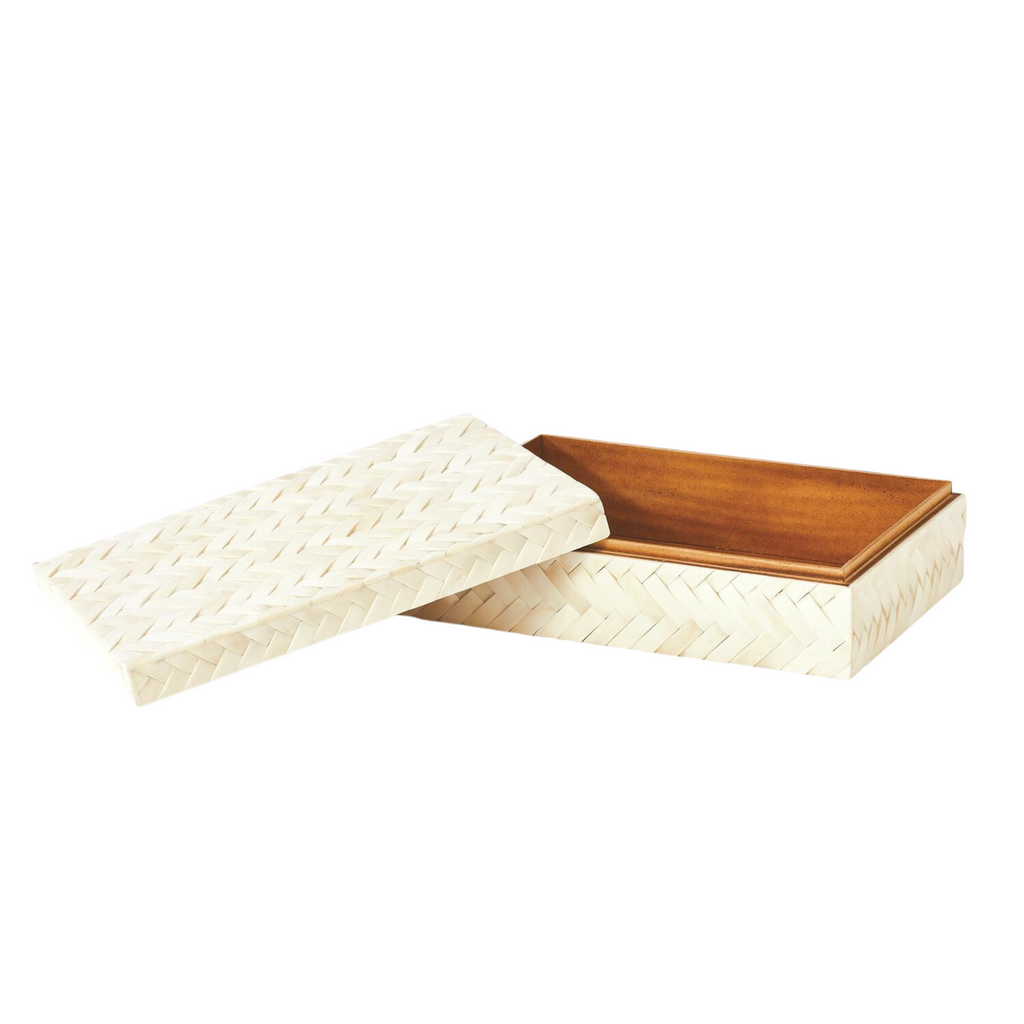 White Bone Braided Decorative Box - The Well Appointed House 