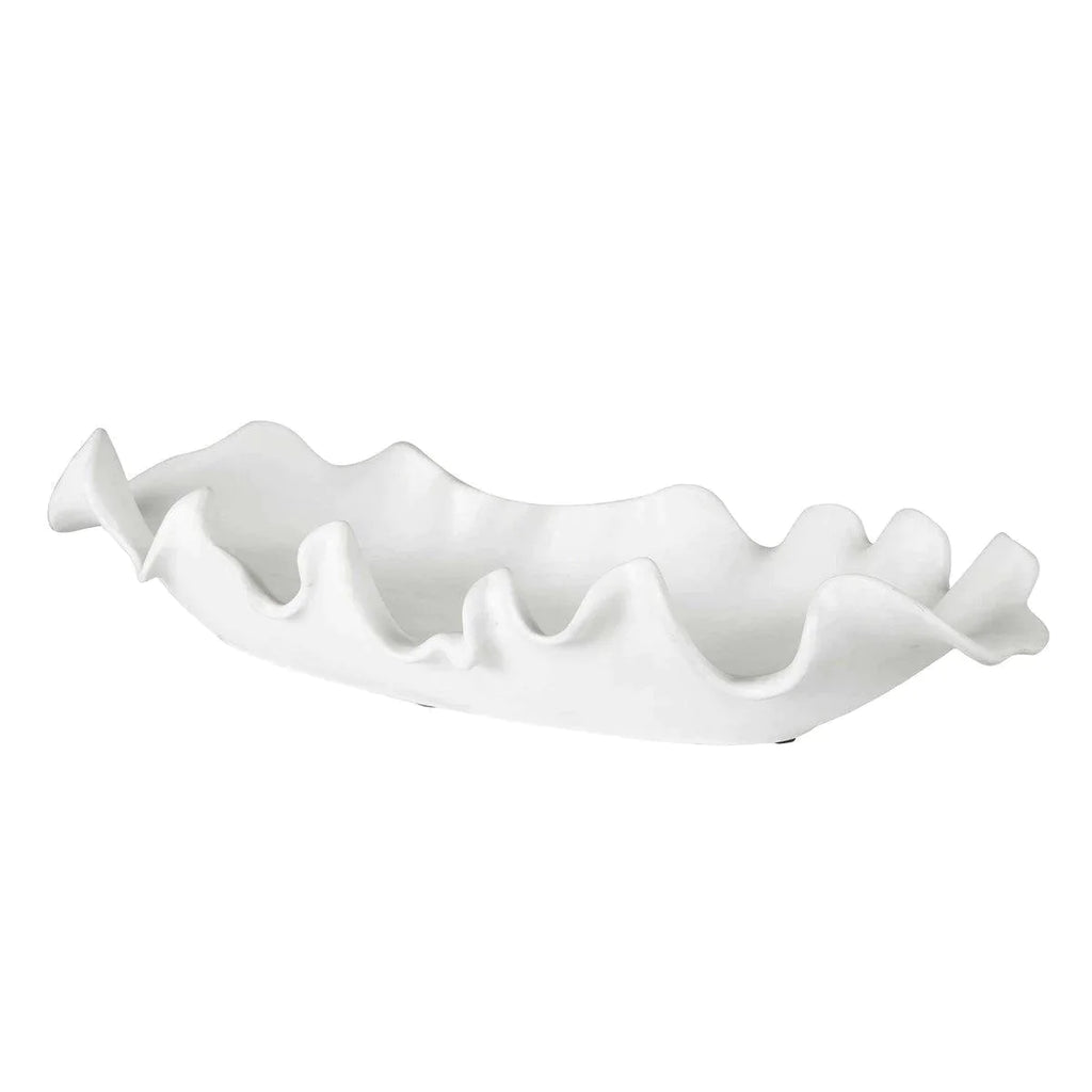White Ceramic Bowl With Curved Edges - Decorative Bowls - The Well Appointed House