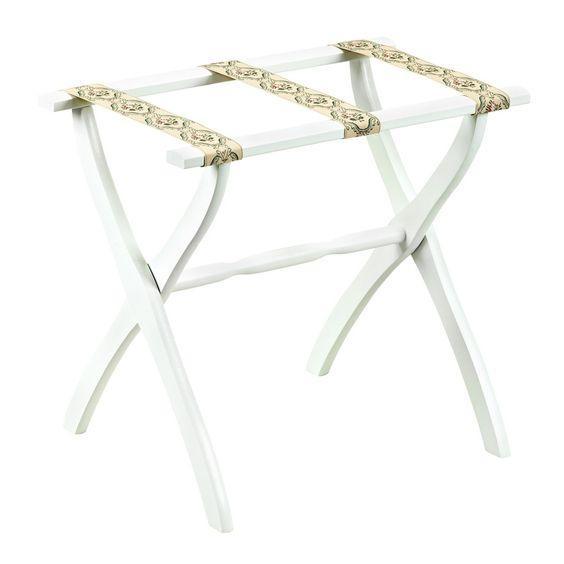 White Contour Leg Wood Luggage Rack with 3 Petit Point Straps – The ...