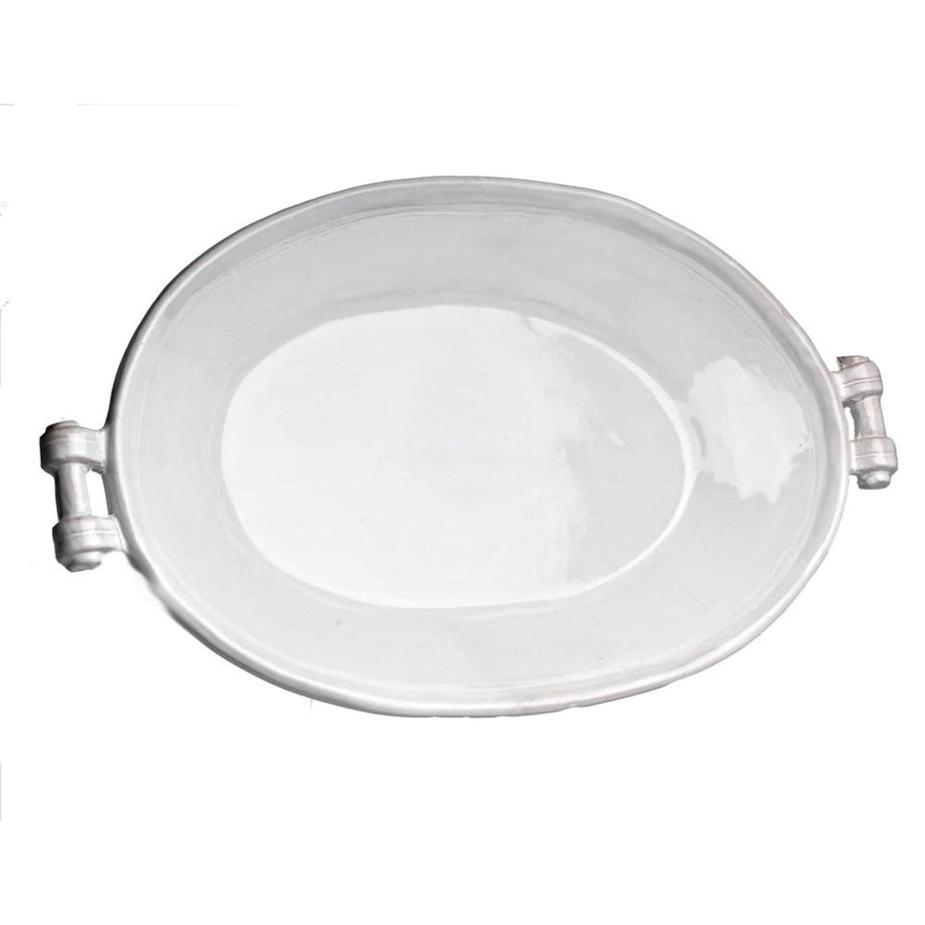 White Glazed Oval Platter With Handles - Serveware - The Well Appointed House