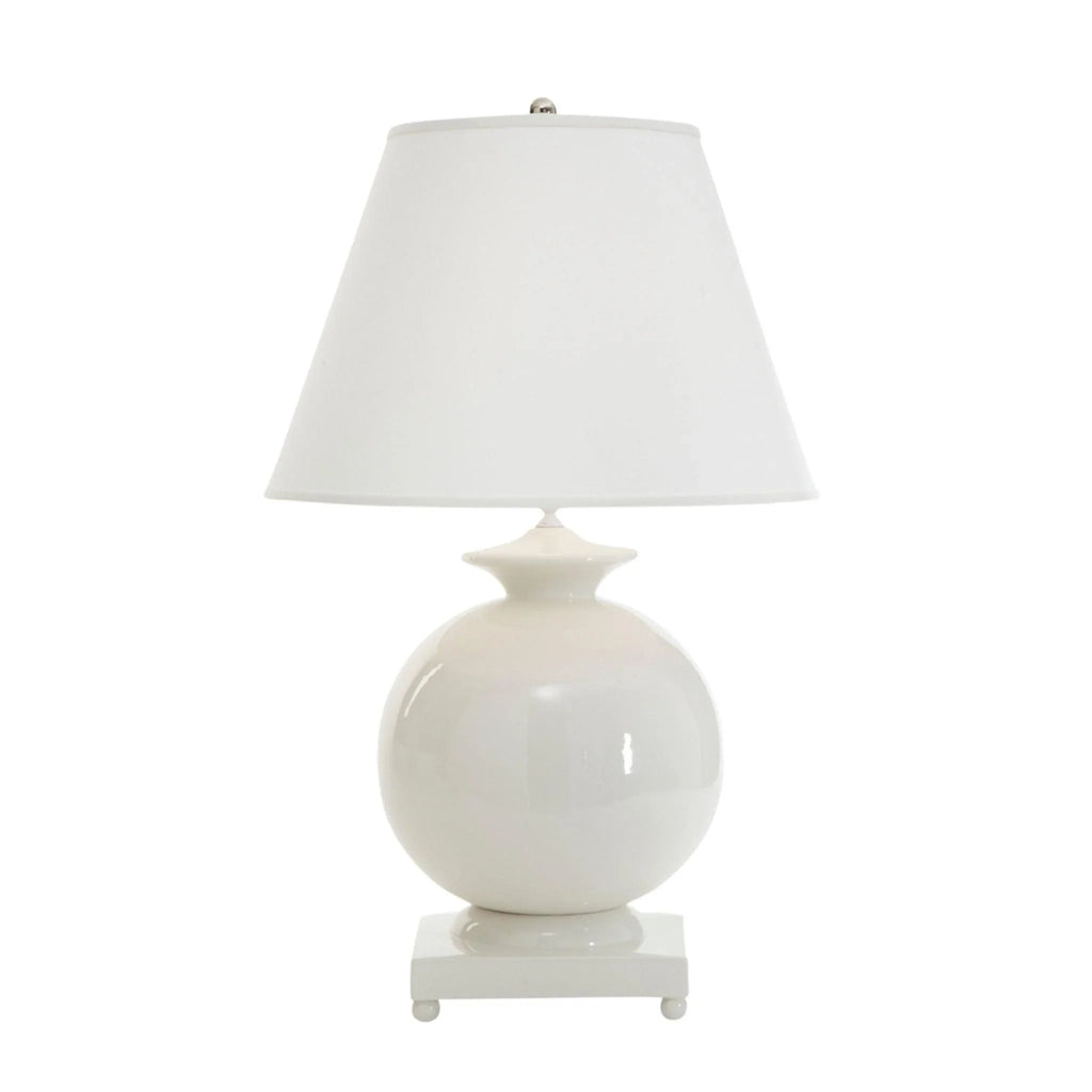 White Italian Ceramic Ball Shaped Table Lamp - Table Lamps - The Well Appointed House