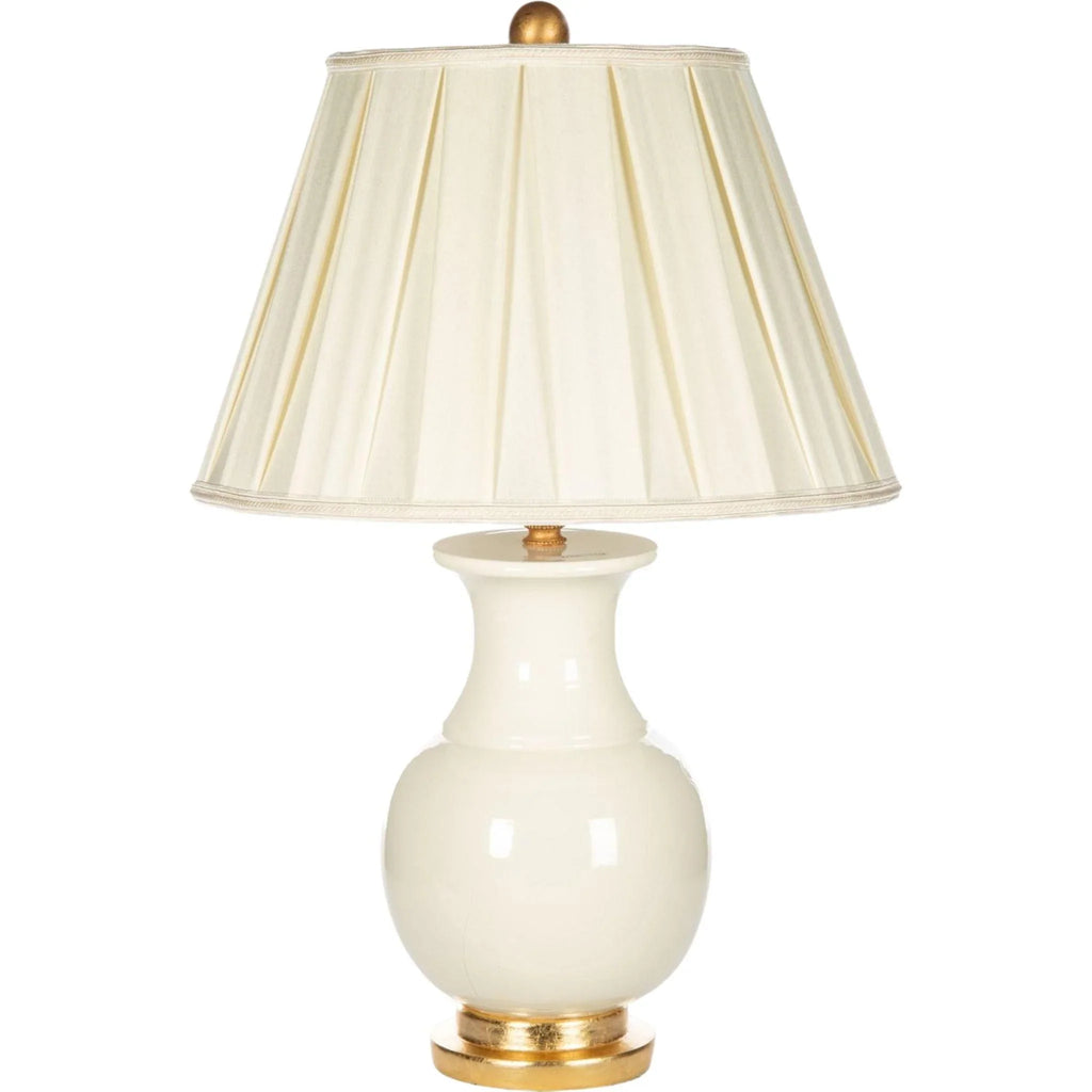 White Italian Rounded Table Lamp with Pleated Shade - Table Lamps - The Well Appointed House