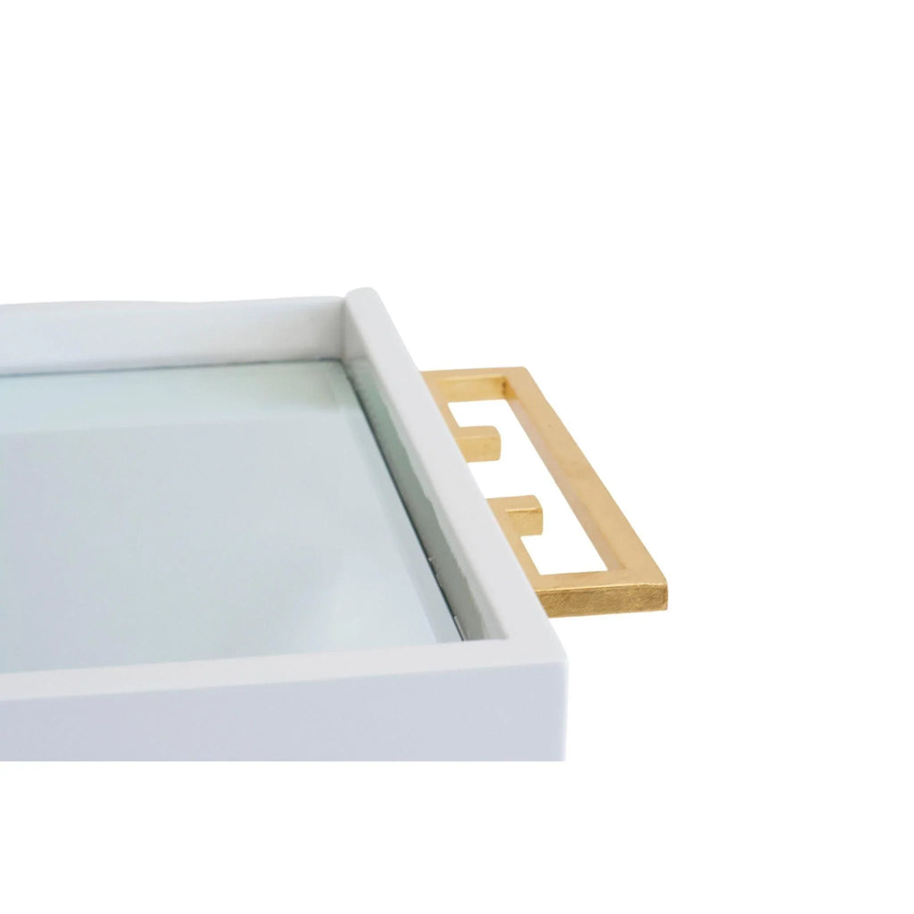 White Lacquer Mirrored Tray - Decorative Trays - The Well Appointed House