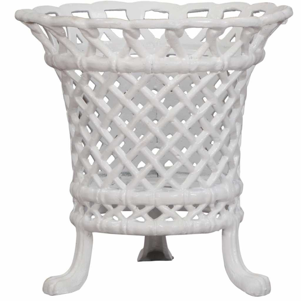 White Lattice Footed Floor Planter - The Well Appointed House 