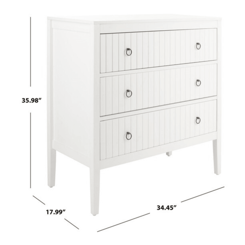 White Mahogany 3 Drawer Chest - Nightstands & Chests - The Well Appointed House