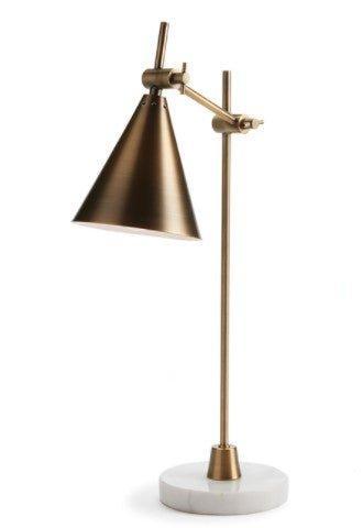 White Marble and Brass Adjustable Desk Lamp - Table Lamps - The Well Appointed House