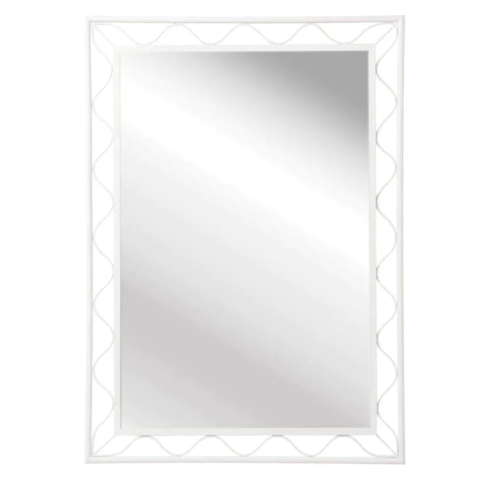 White Metal Open Wavy Frame Wall Mirror - Wall Mirrors - The Well Appointed House