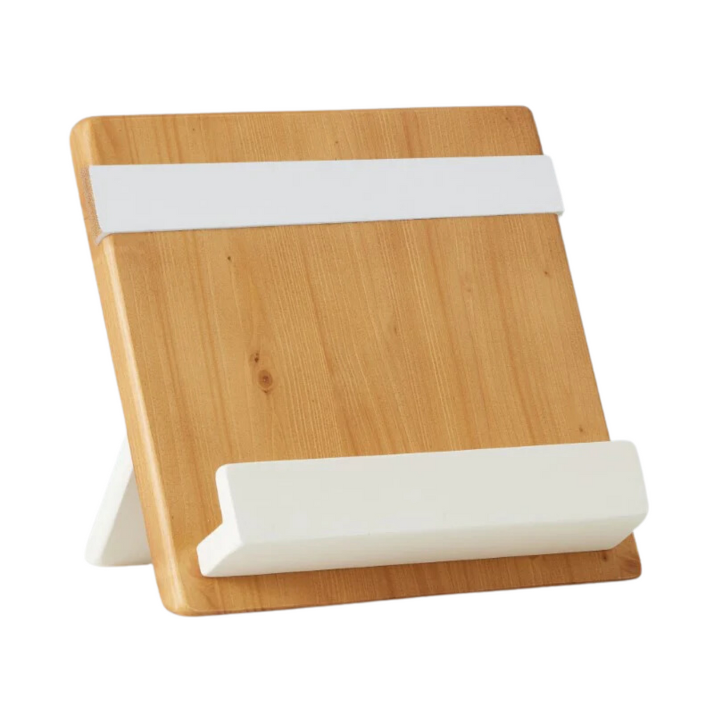 Natural & White Wood Mod Cookbook & Ipad Holder - The Well Appointed House