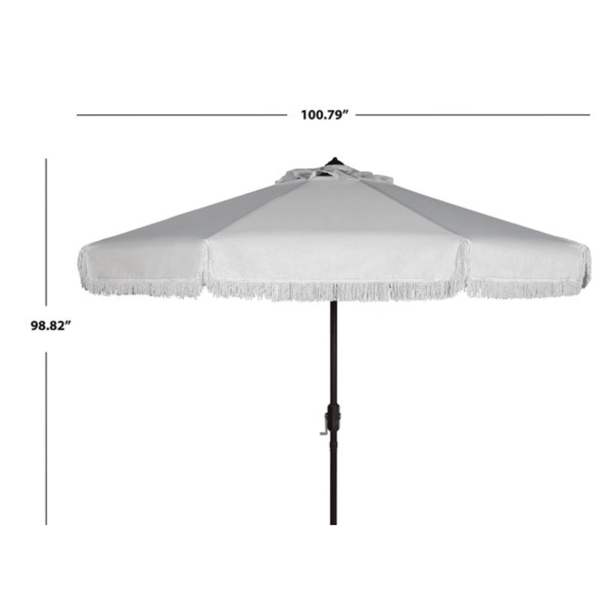 cheap white patio umbrellas Safavieh Milan Fringe 9Ft Crank Outdoor Push Button Tilt Umbrella