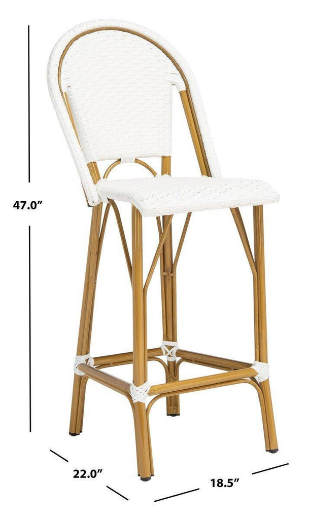 White PE Wicker & Aluminum Faux Bamboo Outdoor Bar Stool - Outdoor Bar & Counter Stools - The Well Appointed House