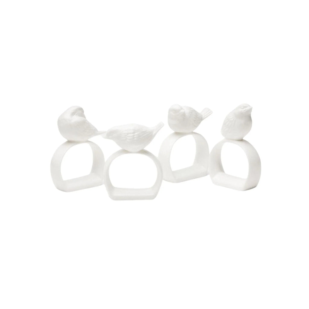 White Perched Bird Napkin Rings - Placemats & Napkin Rings - The Well Appointed House