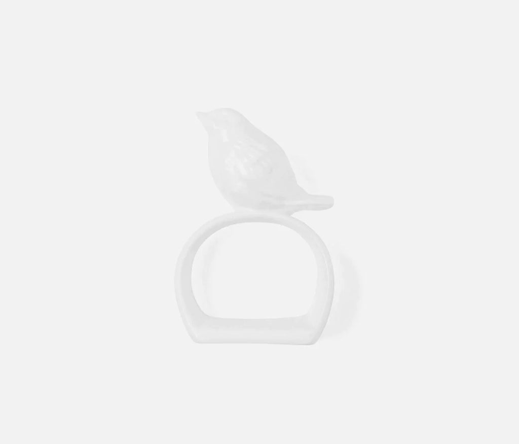 White Perched Bird Napkin Rings - Placemats & Napkin Rings - The Well Appointed House