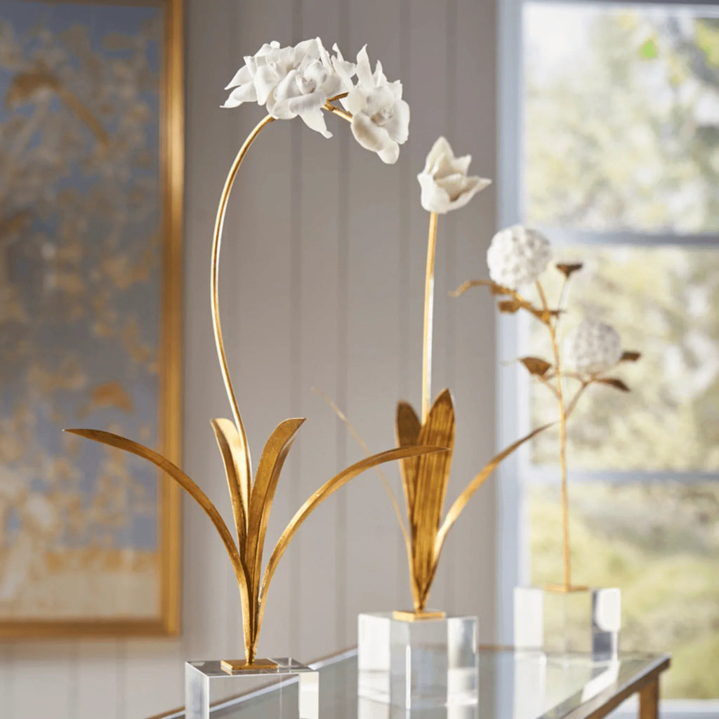 White Porcelain Orchid In Stand - Decorative Objects - The Well Appointed House