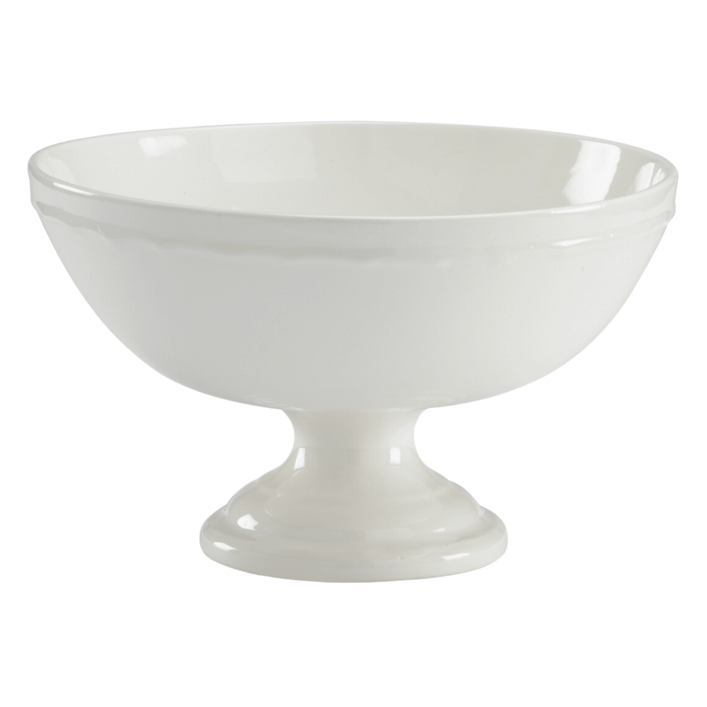 White Porcelain Pedestal Bowl Centerpiece - Decorative Bowls - The Well Appointed House