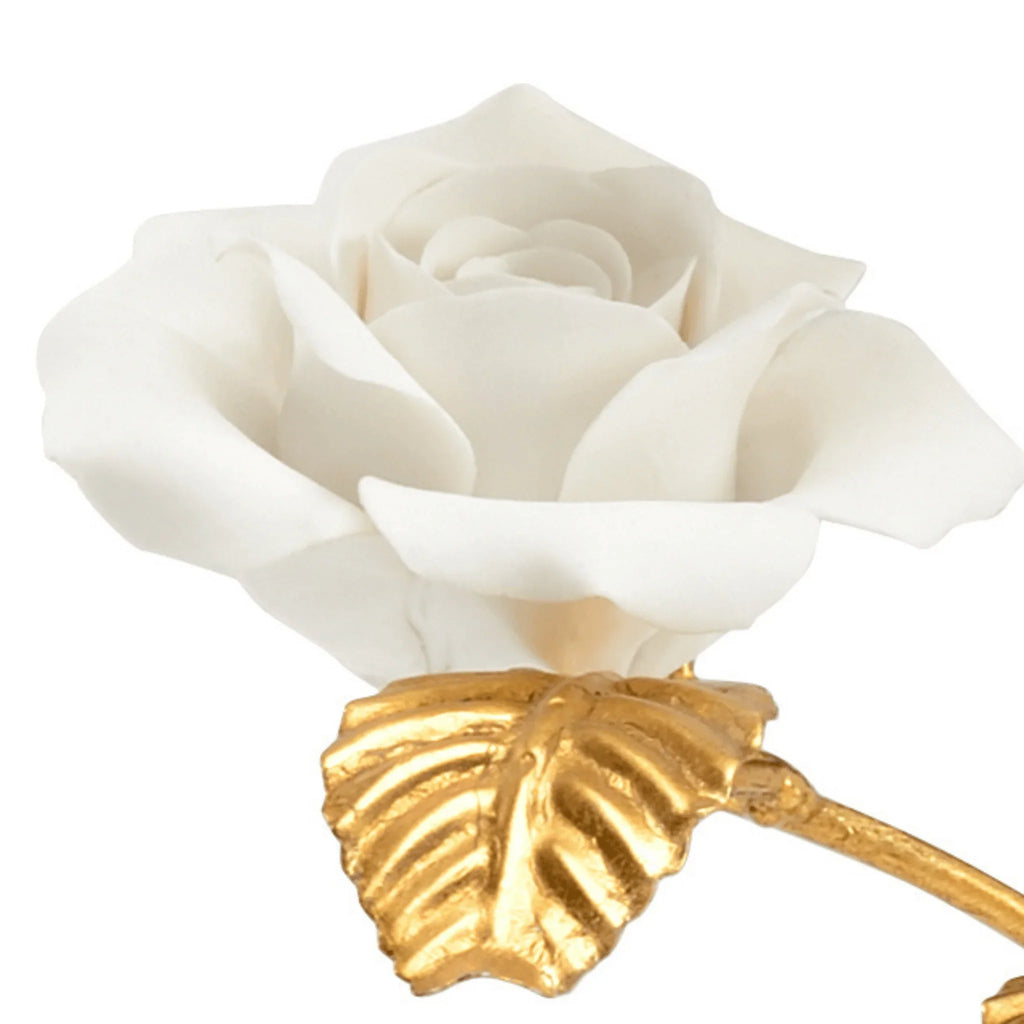 White Porcelain Rose In Stand - Decorative Objects - The Well Appointed House